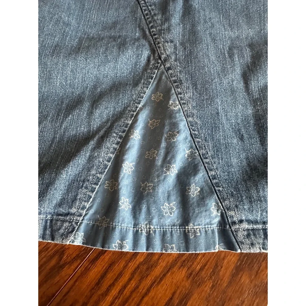Ralph Lauren Girls Denim Overall Dress Blue Floral Inset Jumper Size 6